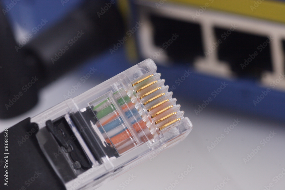 Computer network cable jsck closeup Computer network cable jsck closeup