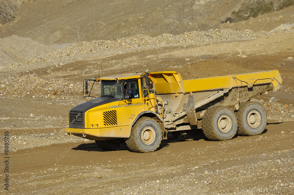 Yellow mining dump truck Yellow mining dump truck