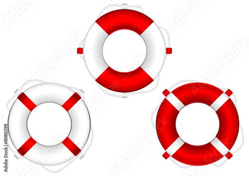 Different marine buoys isolated over white background