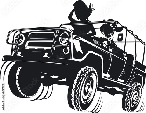 Vector  jeep detailed silhouette