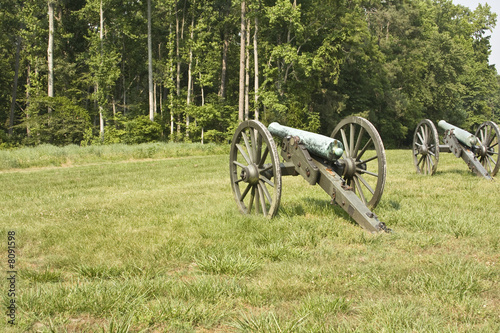 Civil war cannons on battlefield photo