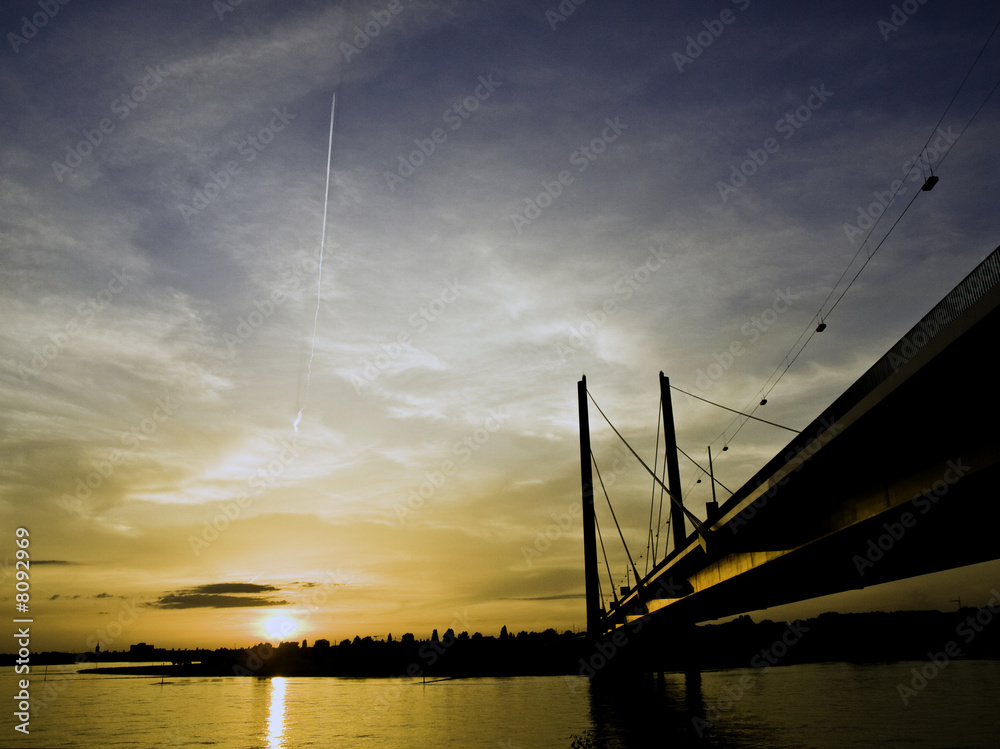Obraz premium sunset on the river rhein