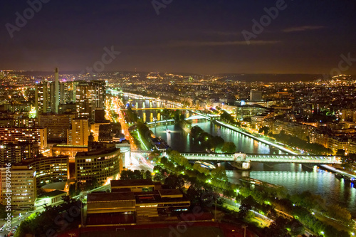 Paris at night - view at the "Bir Hakeim" bridge on Sieine River