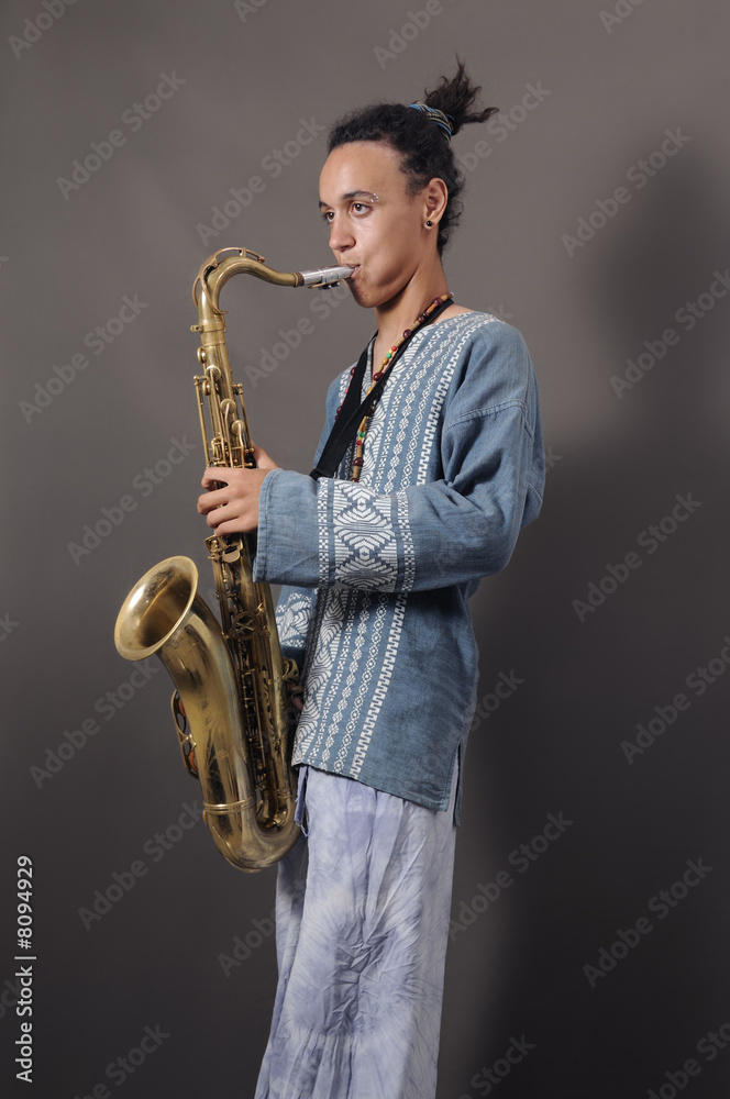 Fototapeta premium Young saxophone player
