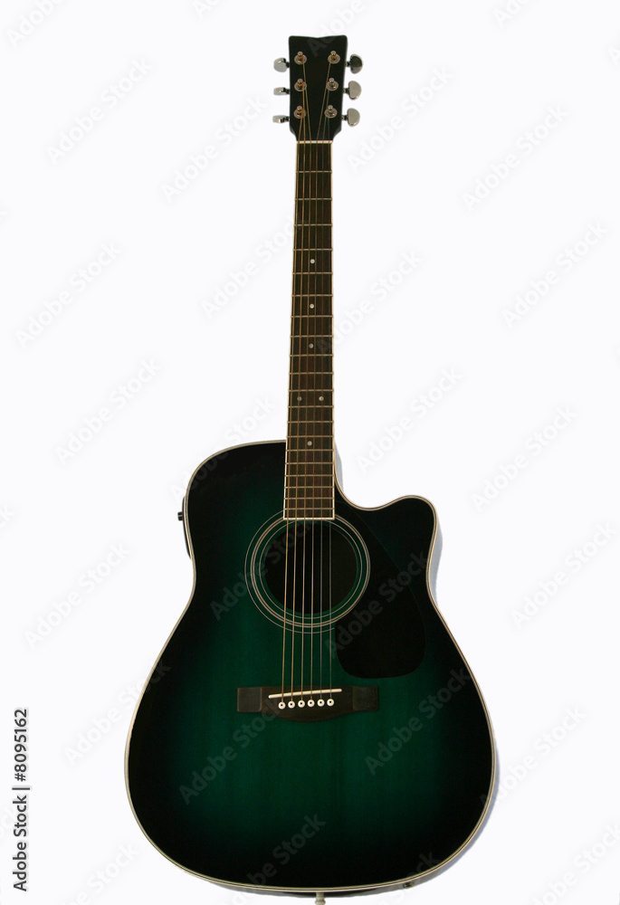 A Green Acoustic Electric Guitar on White