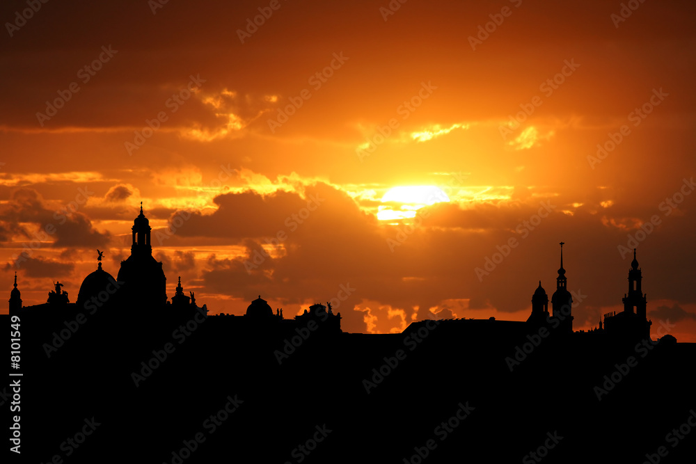 Dresden skyline at sunset