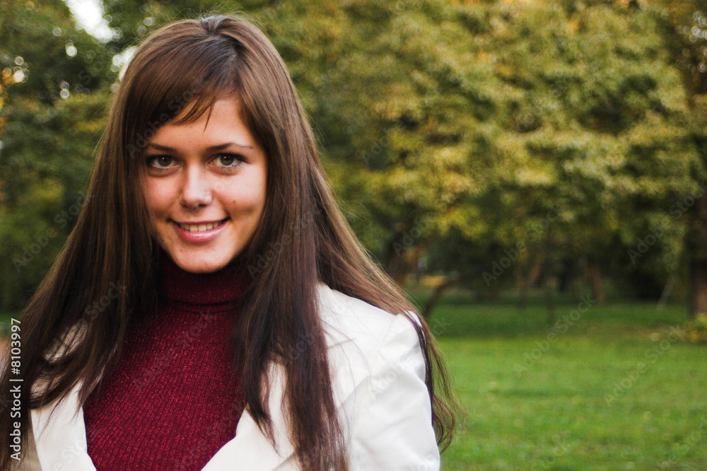 Girl in park in sunny autumnday Girl in park in sunny autumnday