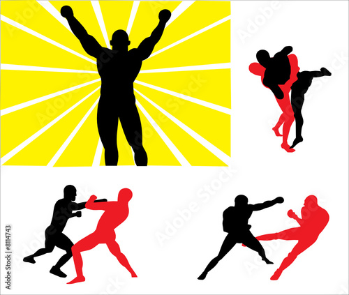 Silhouette of the strong winner.Vector.