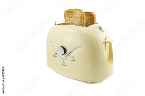 toaster with toast isolated on white background