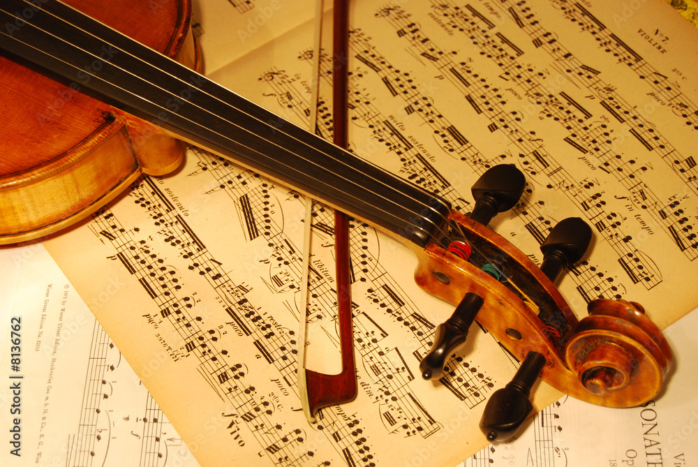Naklejka premium Violin and bow