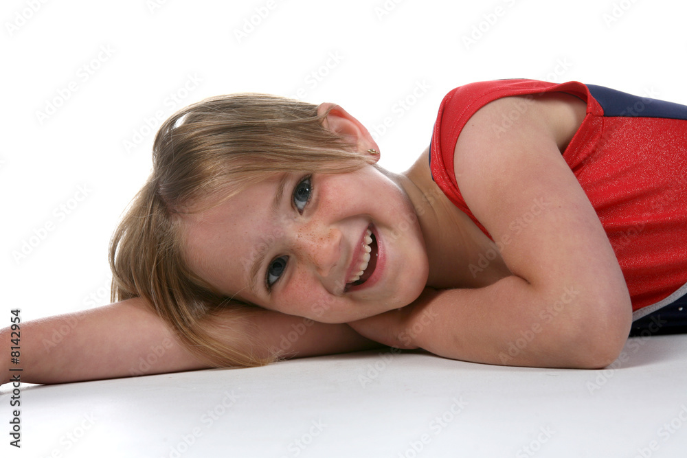 cute young girl with freckles on her side cute young girl with freckles on her side