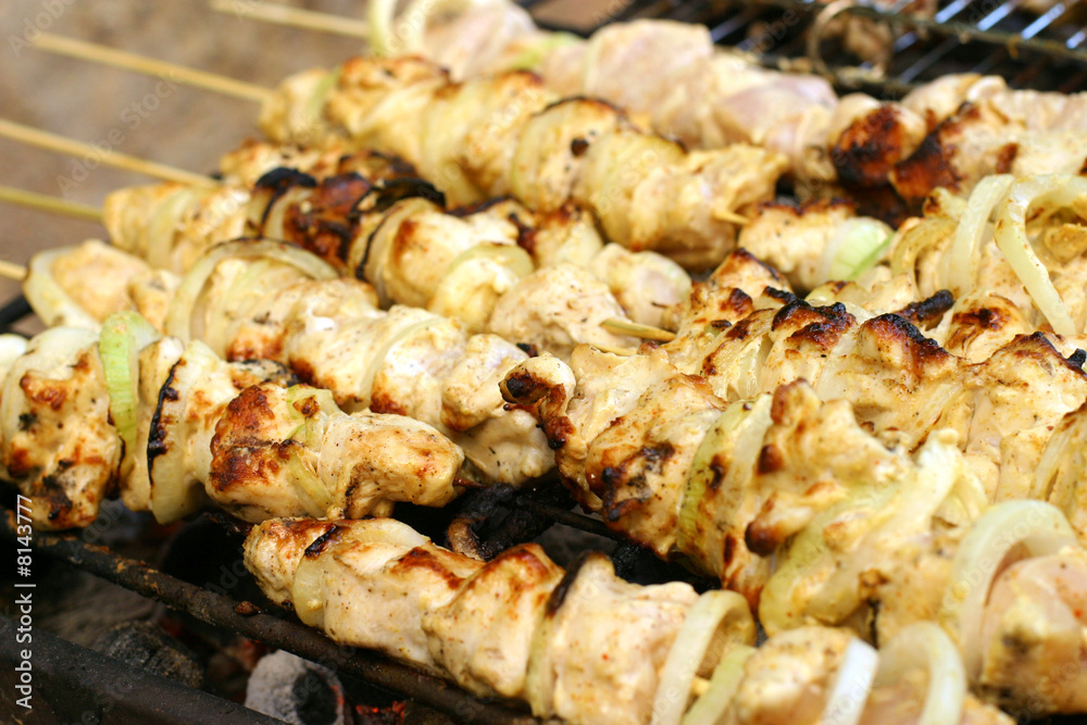 shish kebab on grill