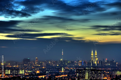 Kuala Lumpur view at dawn, Malaysia Capital City.