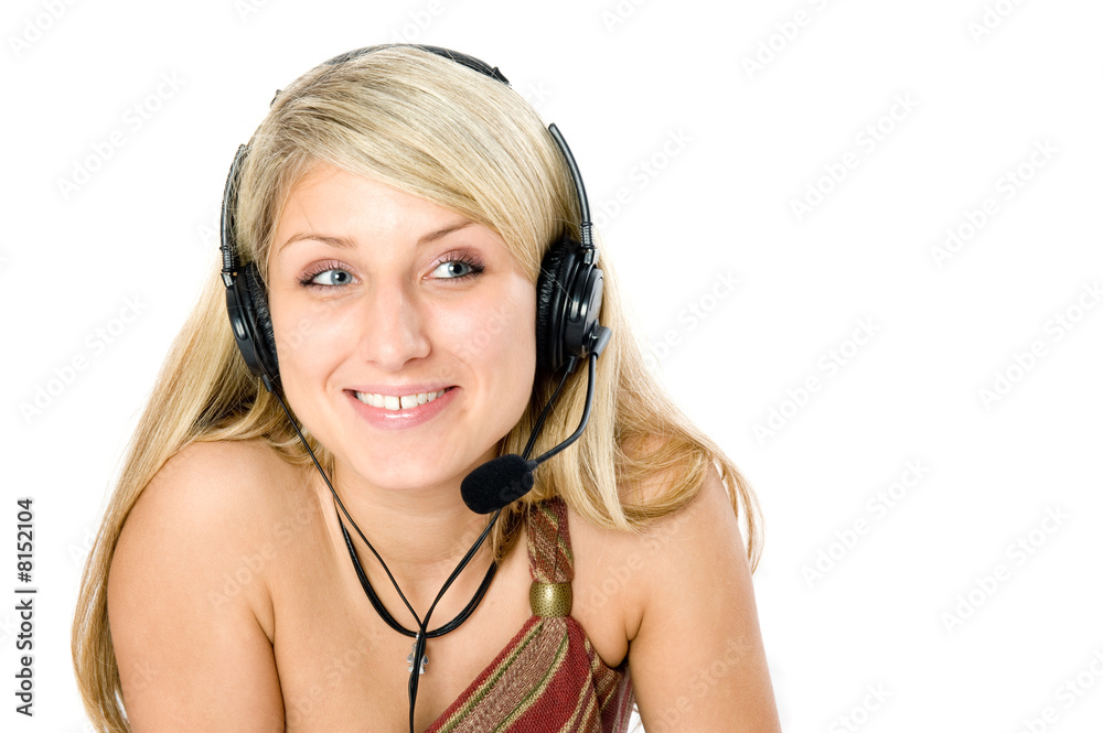 Beautiful business woman with headset. Beautiful business woman with headset.
