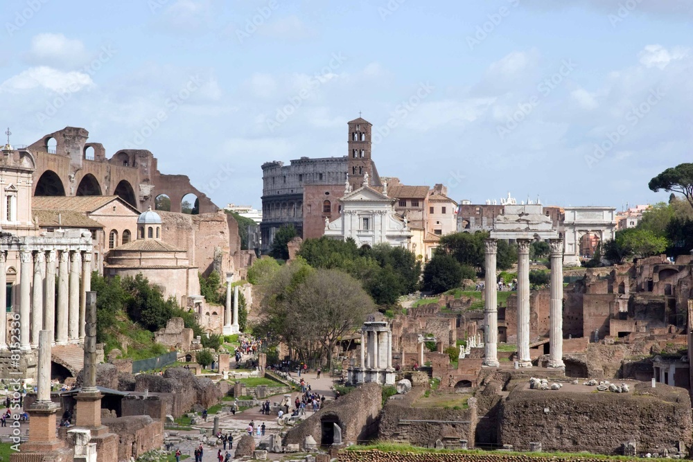 Roman Forum, with the Coliseum in the background