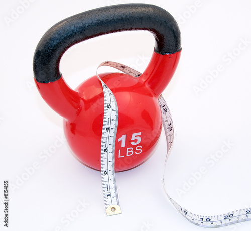 kettlebell and measuring tape