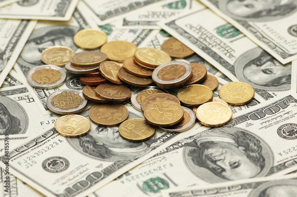 Business concept - american dollars and many us dollars Business concept - american dollars and many us dollars