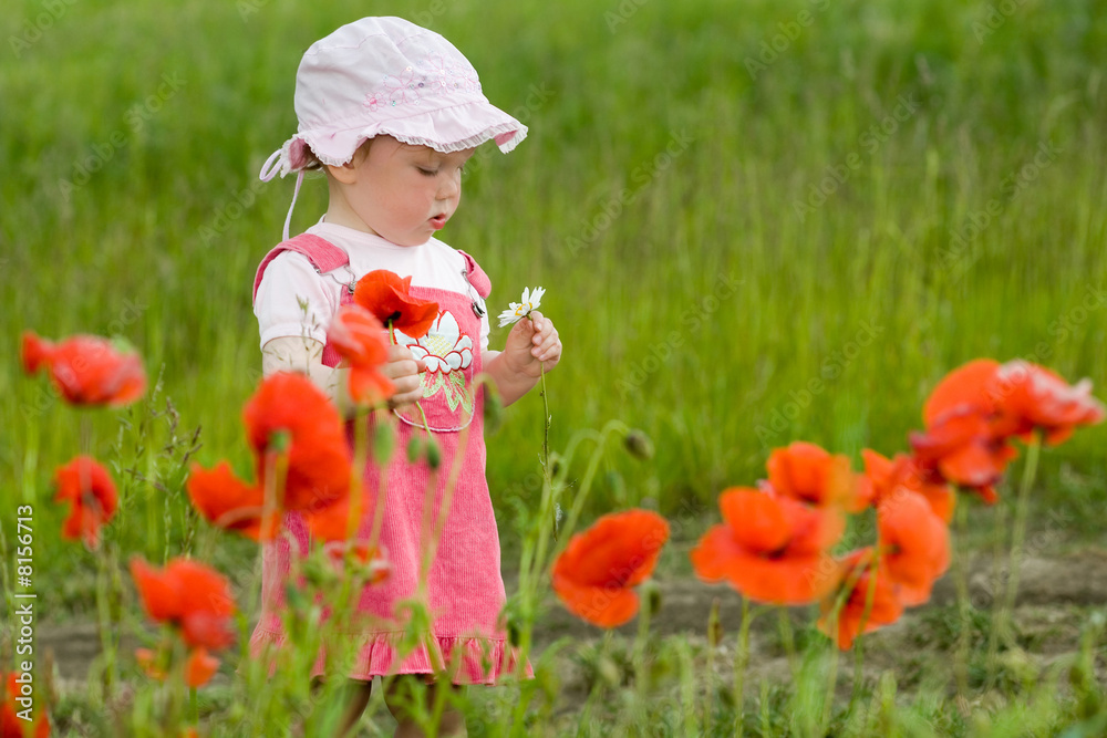 Baby with poppies Baby with poppies