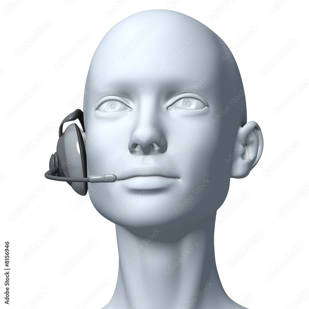 Femme 3D avec un casque micro Femme 3D avec un casque micro