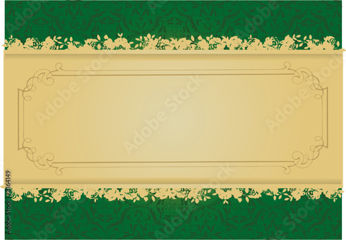 Vintage Green and Gold decorative banner vector illustration
