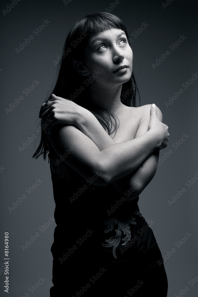 Female portrait in cold tones with dreamy effect