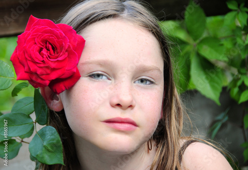 Young Girl and Rose