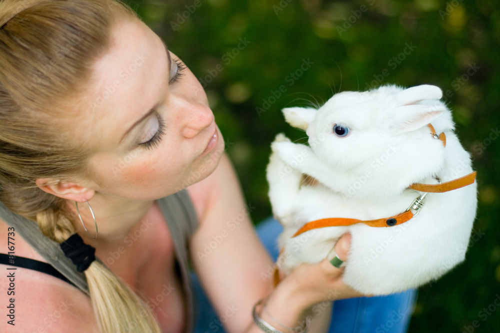 girl with white rabbit girl with white rabbit