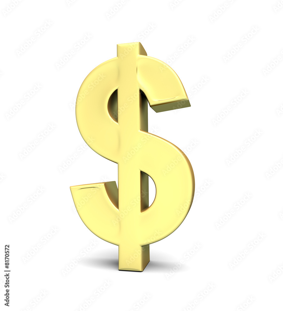 Dollar currency symbol on white background with clipping path Dollar currency symbol on white background with clipping path