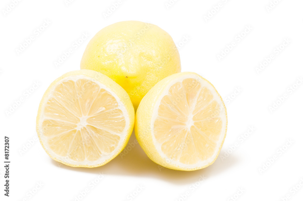 Yellow lemon isolated on white