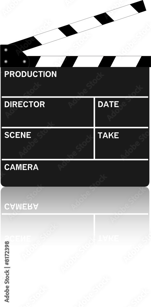 Obraz premium Movie clap with reflection