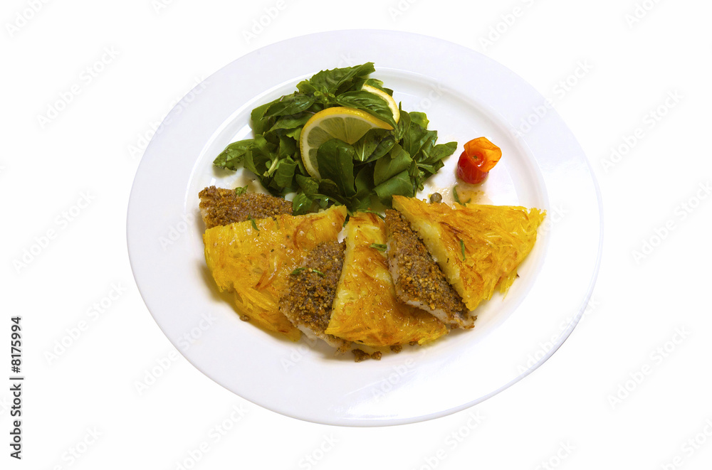 Potato and meat pieces with the mint Potato and meat pieces with the mint