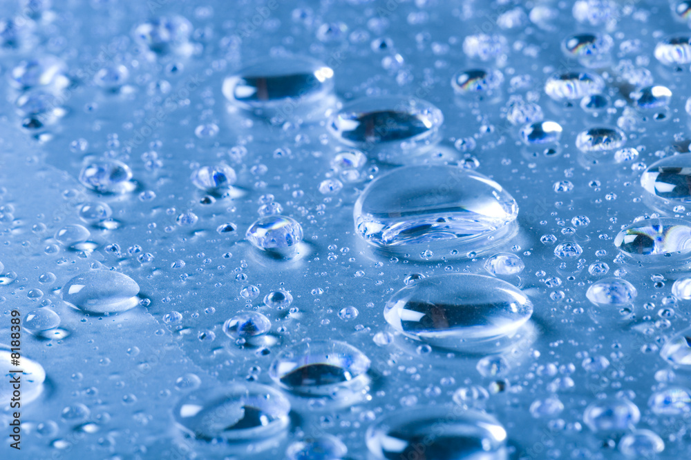 Water drops on a glass surface Water drops on a glass surface