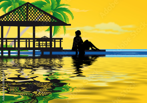 silhouette de femme en vacances 