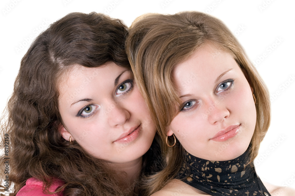 Portrait of the two beauty young women. Isolated. 2 Portrait of the two beauty young women. Isolated. 2