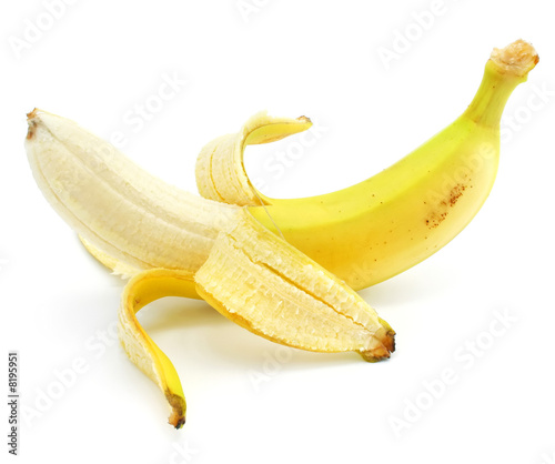 cleared yellow banana fruit isolated