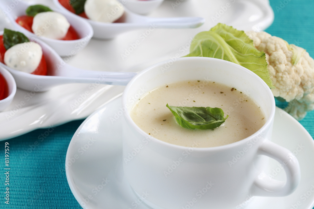 Cauliflower soup with fresh basil Cauliflower soup with fresh basil