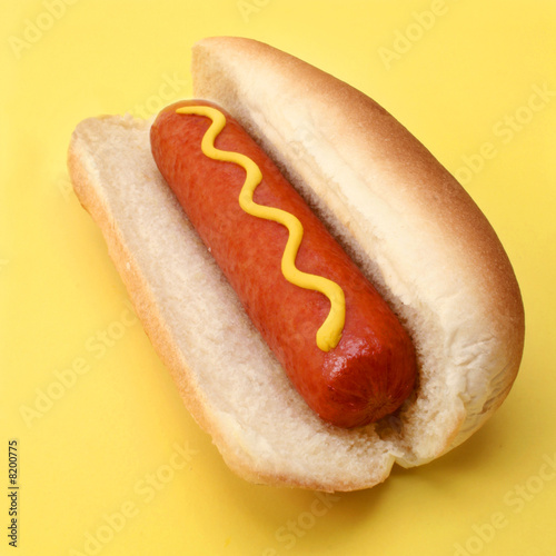 Hot Dog on yellow background