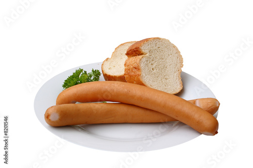 Paar wiener Würstchen mit Brötchen und Senf