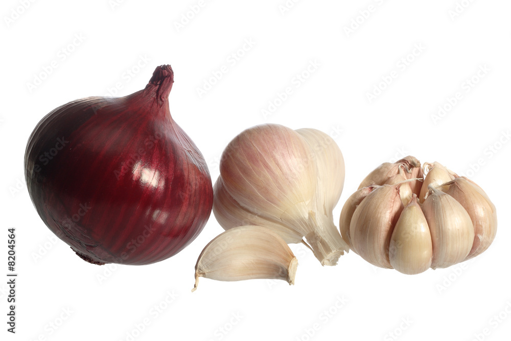 Obraz premium Red onion and garlic