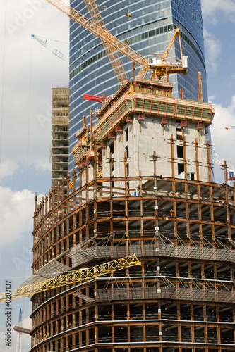 Construction of office building in Moscow of city