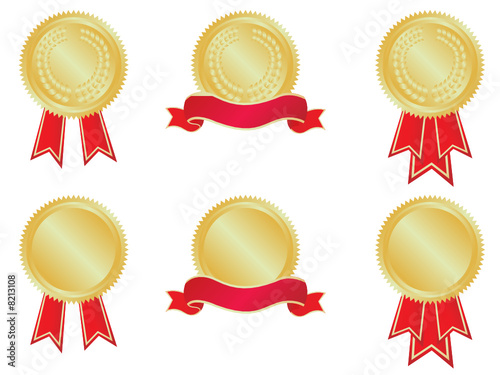 Gold rosettes and banners