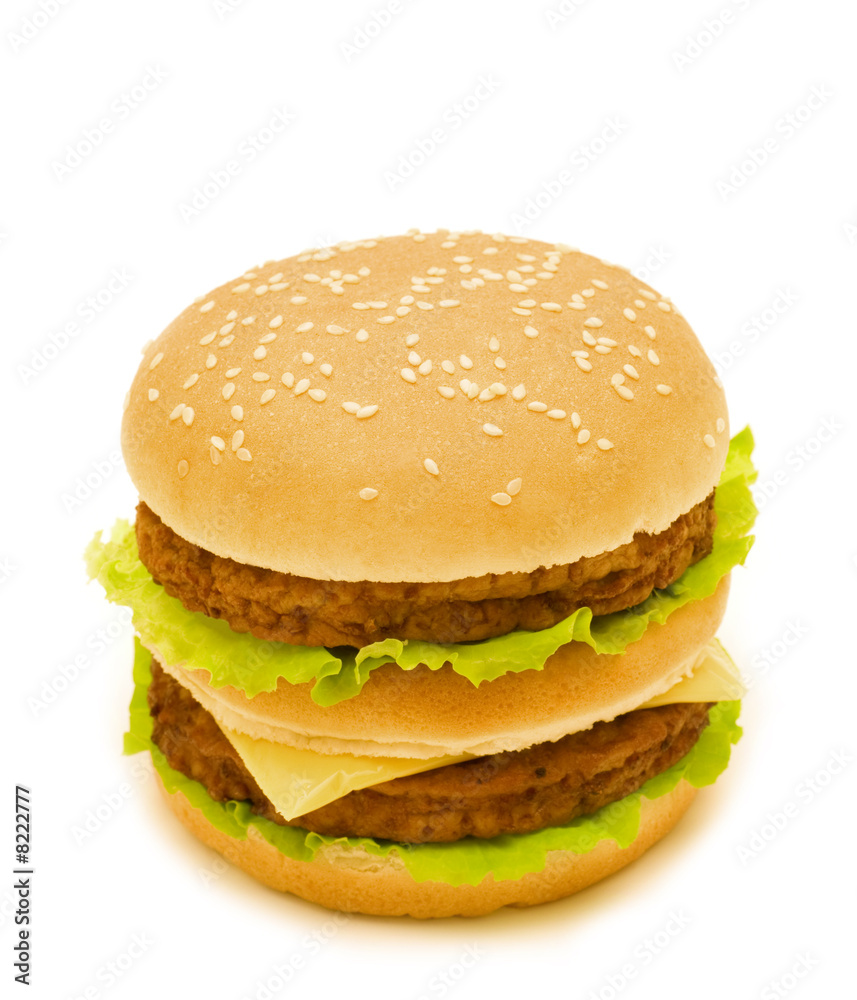 double burger on white background double burger on white background