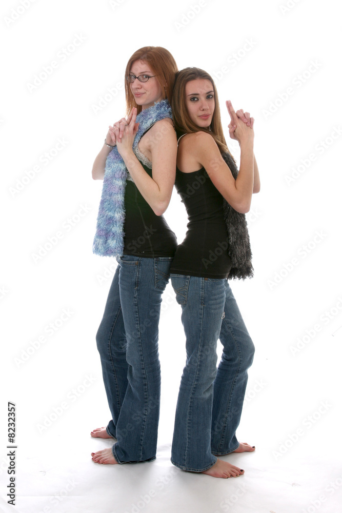 edgy looking teens with tight denim and fuzzy scarfs edgy looking teens with tight denim and fuzzy scarfs