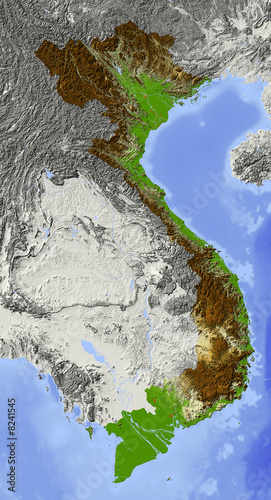 Shaded relief map of Vietnam