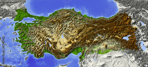 Photography Shaded relief map of Turkey