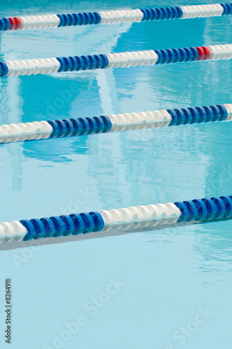 Lane separators in outdoor swimming pool