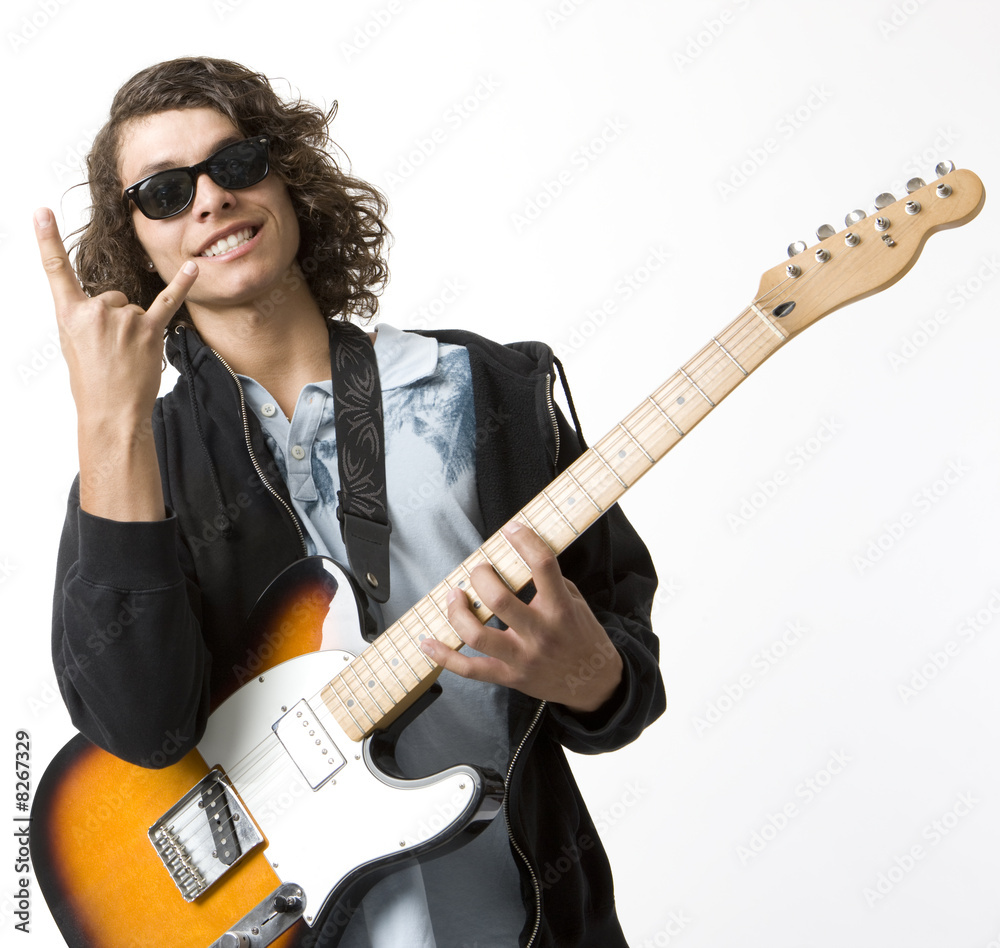 Obraz premium Boy with guitar gestures