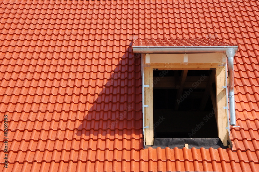 Roof with red tiles Roof with red tiles