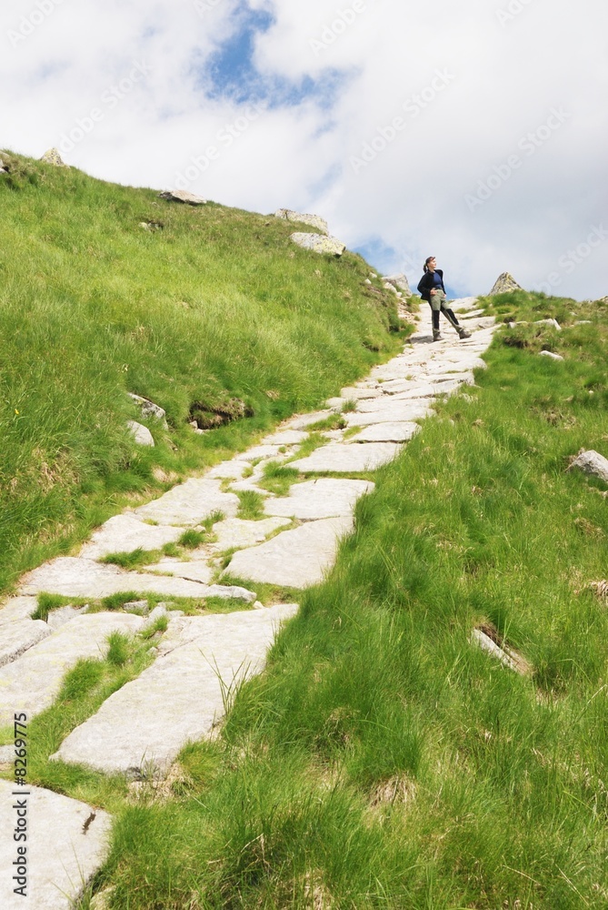 Woman on hiking trip