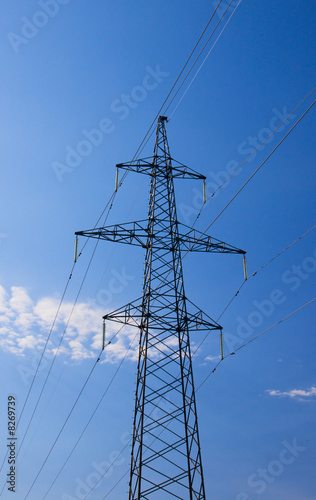 Electrical tower on blue sky